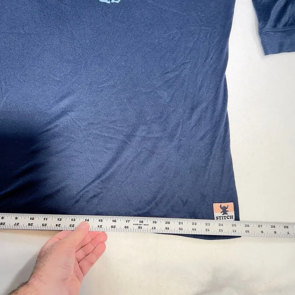 Disney Stitch Lilo Sleepwear Night Shirt Woman Medium 8-10 '21 Print Navy - Picture 10 of 15